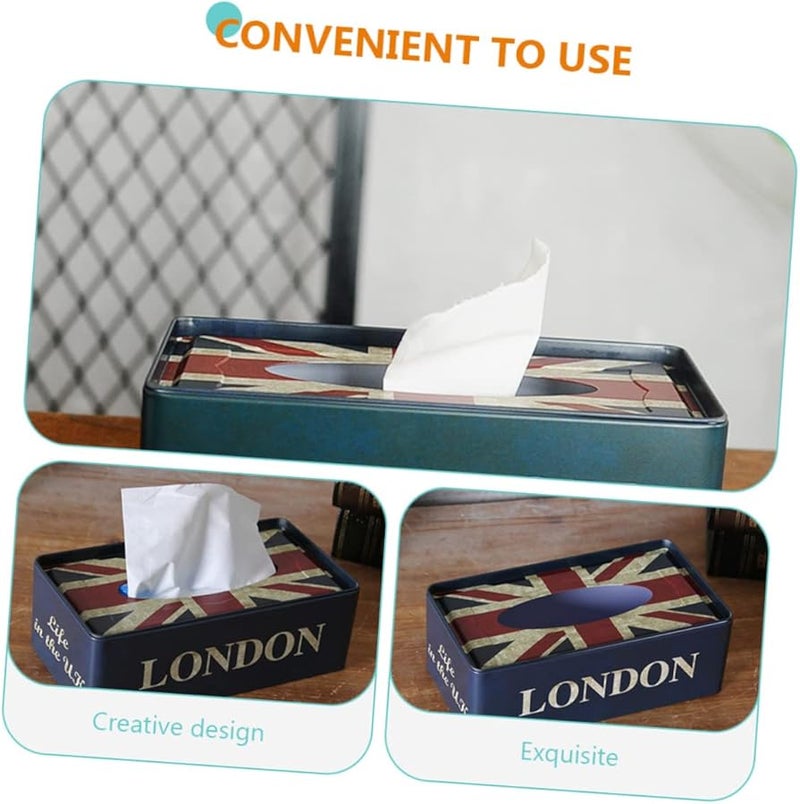 غطاية علبة المناديل الحديدية العتيقة حامل مناديل إبداعي زينة سطح المكتب ديكور المنزل - Image 4